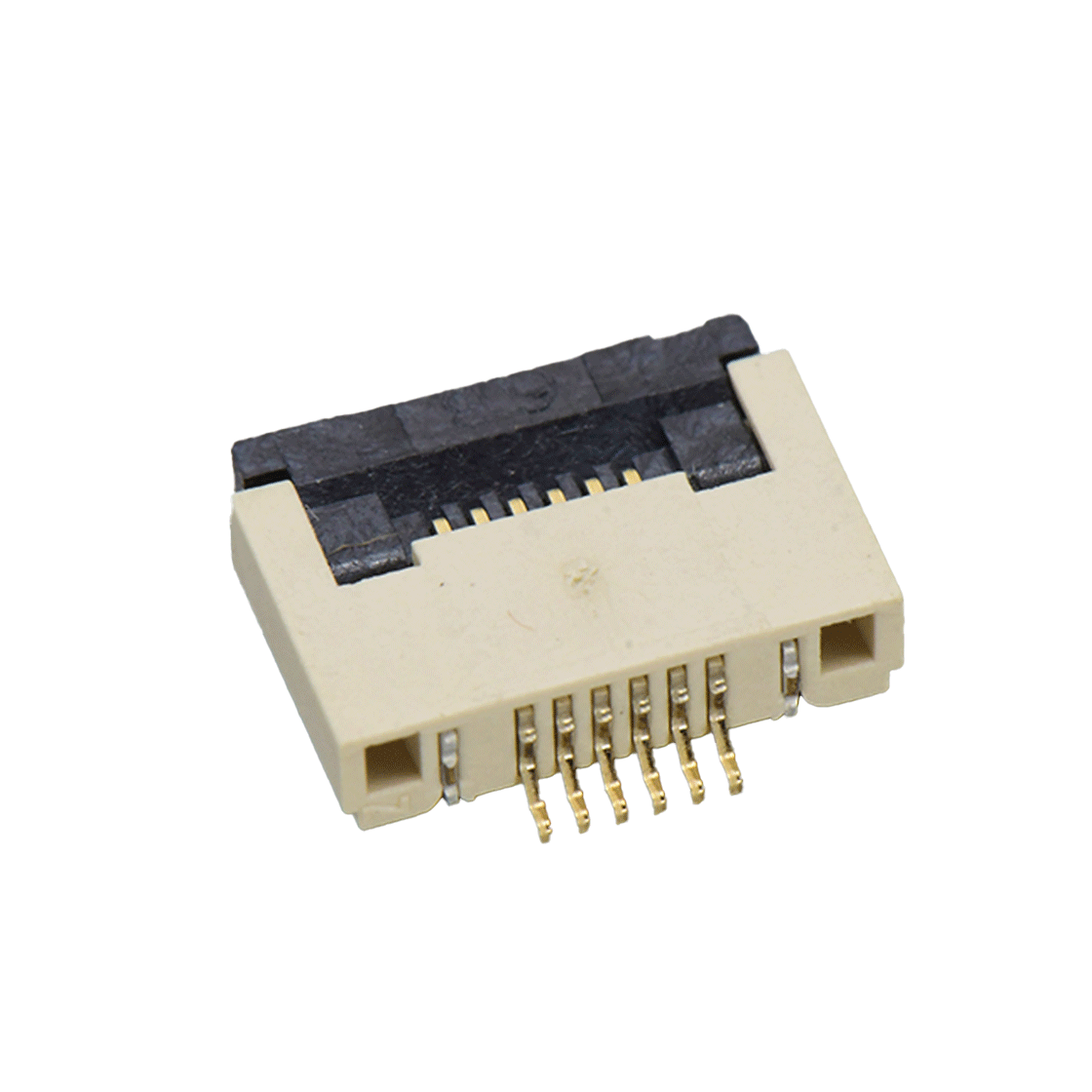F0507 FPC FFC连接器Pitch 0.50mm 90°H2.00mm 前掀盖下接触带蝴蝶扣卧贴 FPC